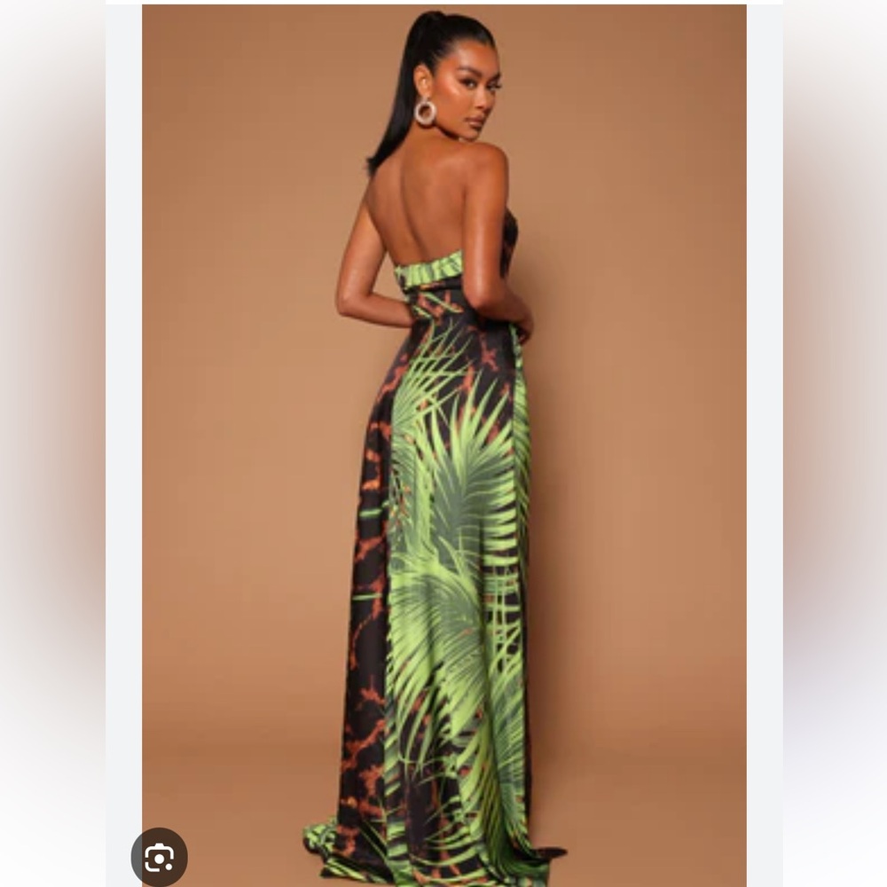 🐆Gorgeous Satin Leopard Jungle print Gown NEW sz Small 🐆 - Picture 3 of 6